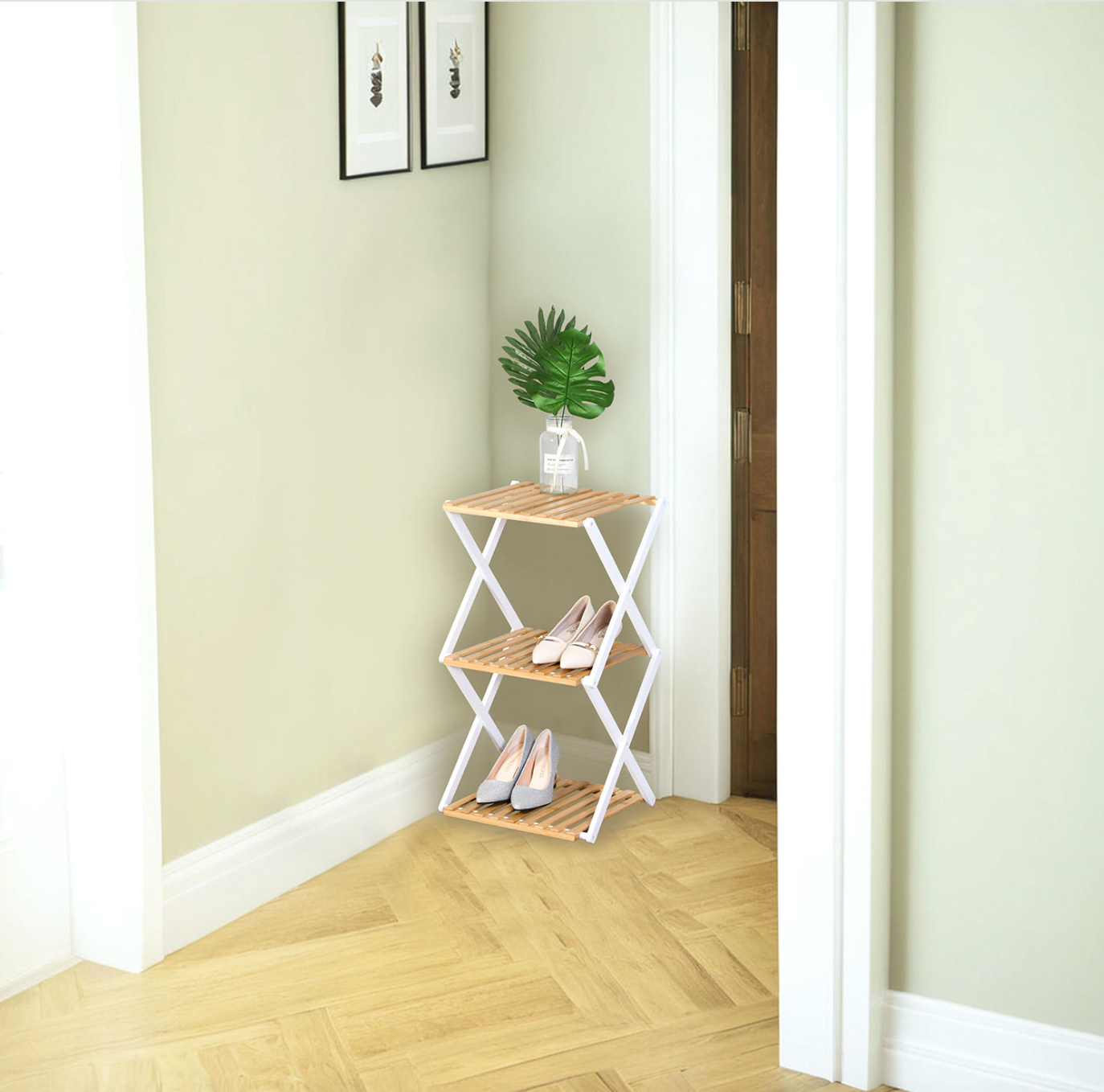 Wooden Corner Bathroom Shelf