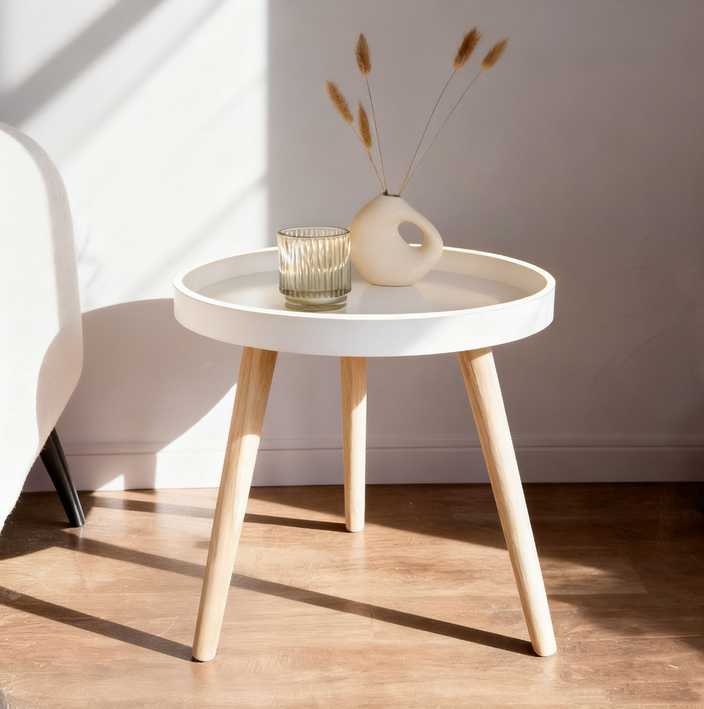 LED Coffee Table with Wooden Legs
