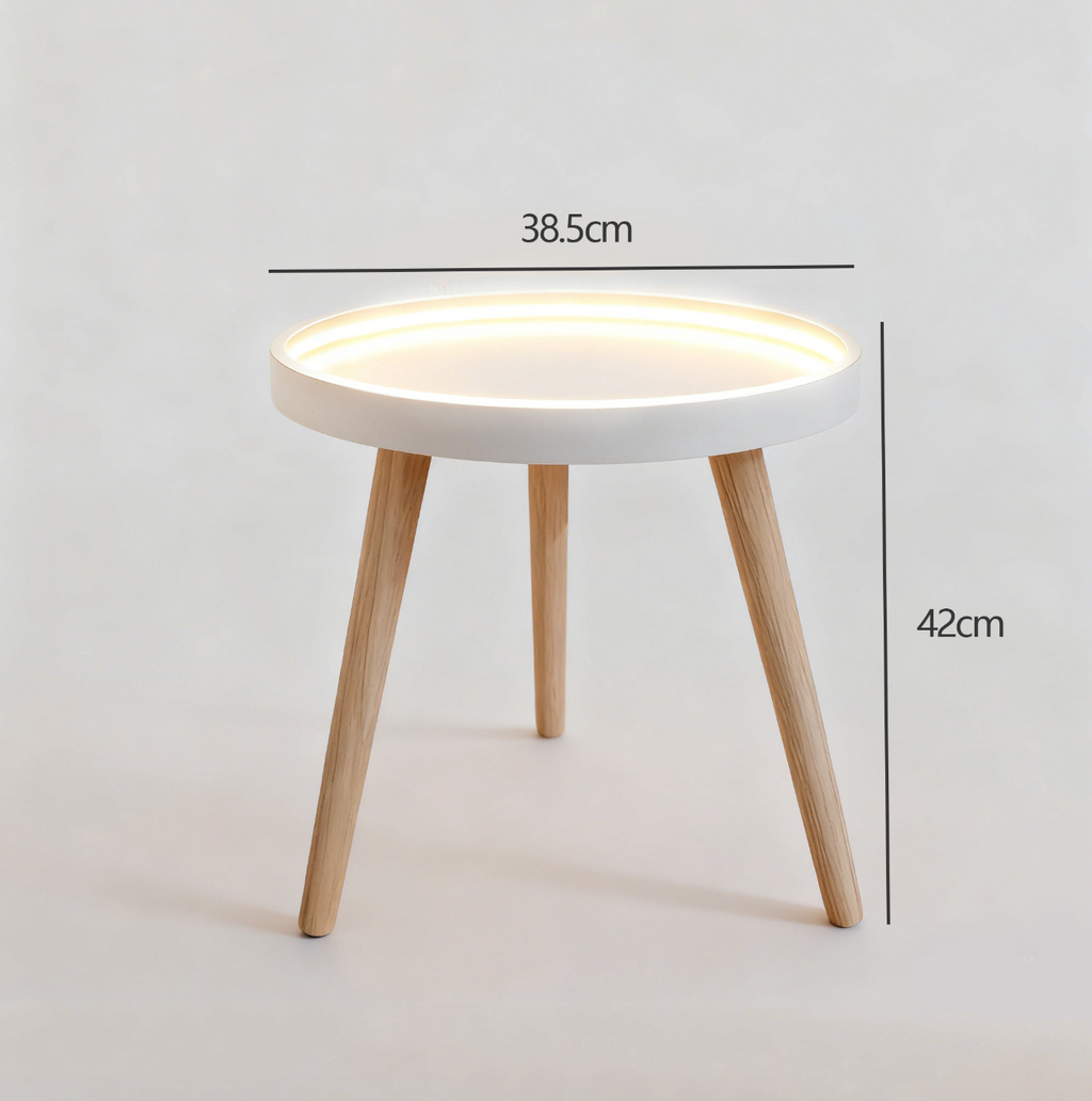 LED Coffee Table with Wooden Legs