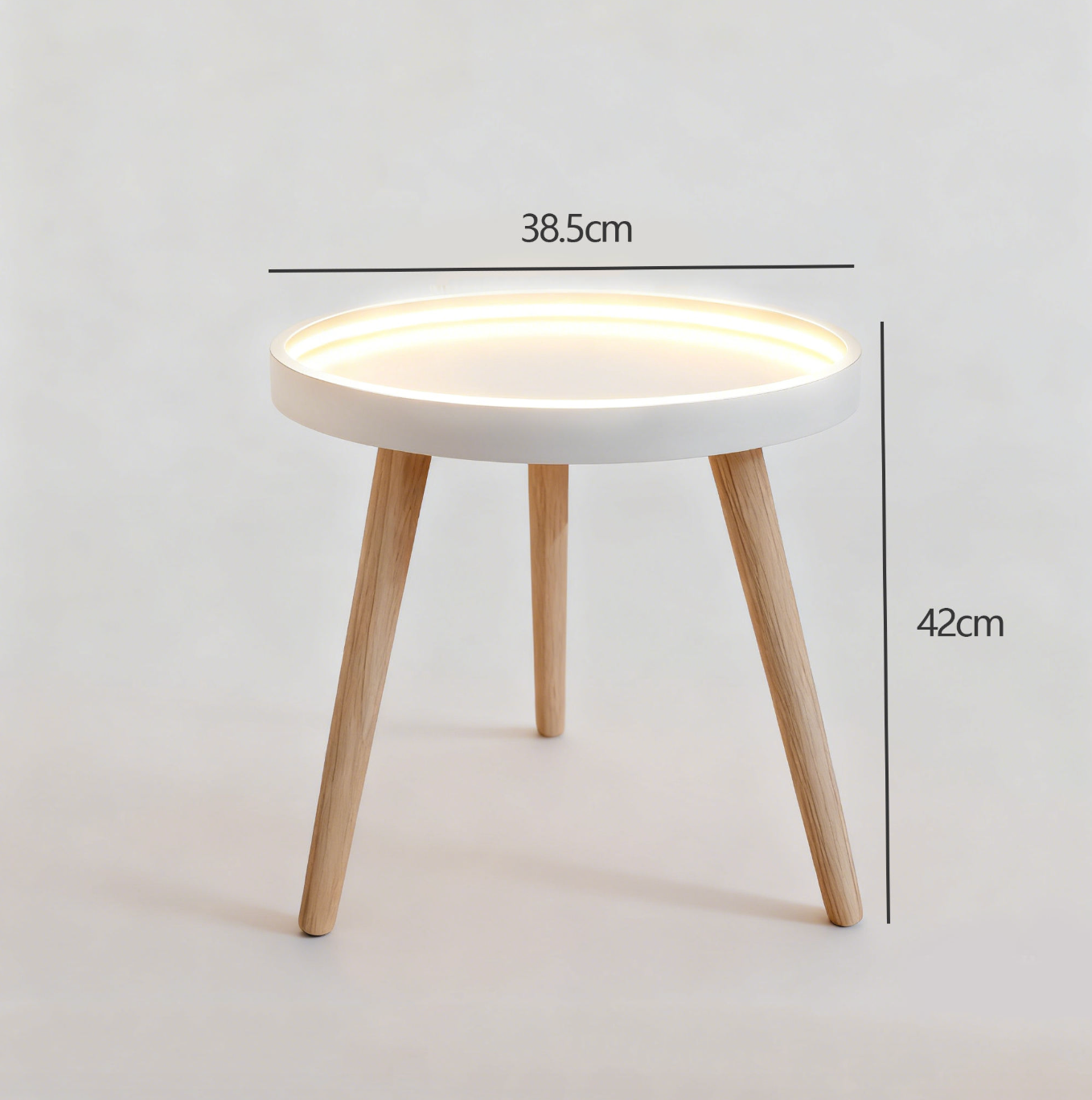 LED Coffee Table with Wooden Legs