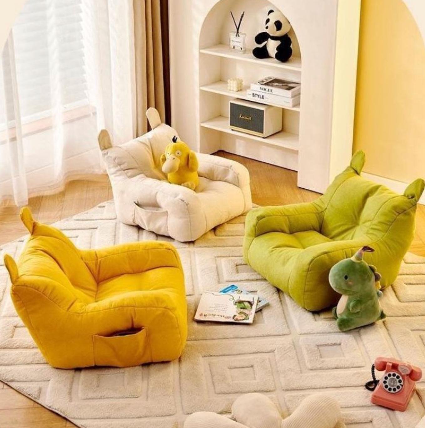 Bear-Shaped Fabric Accent Sofa