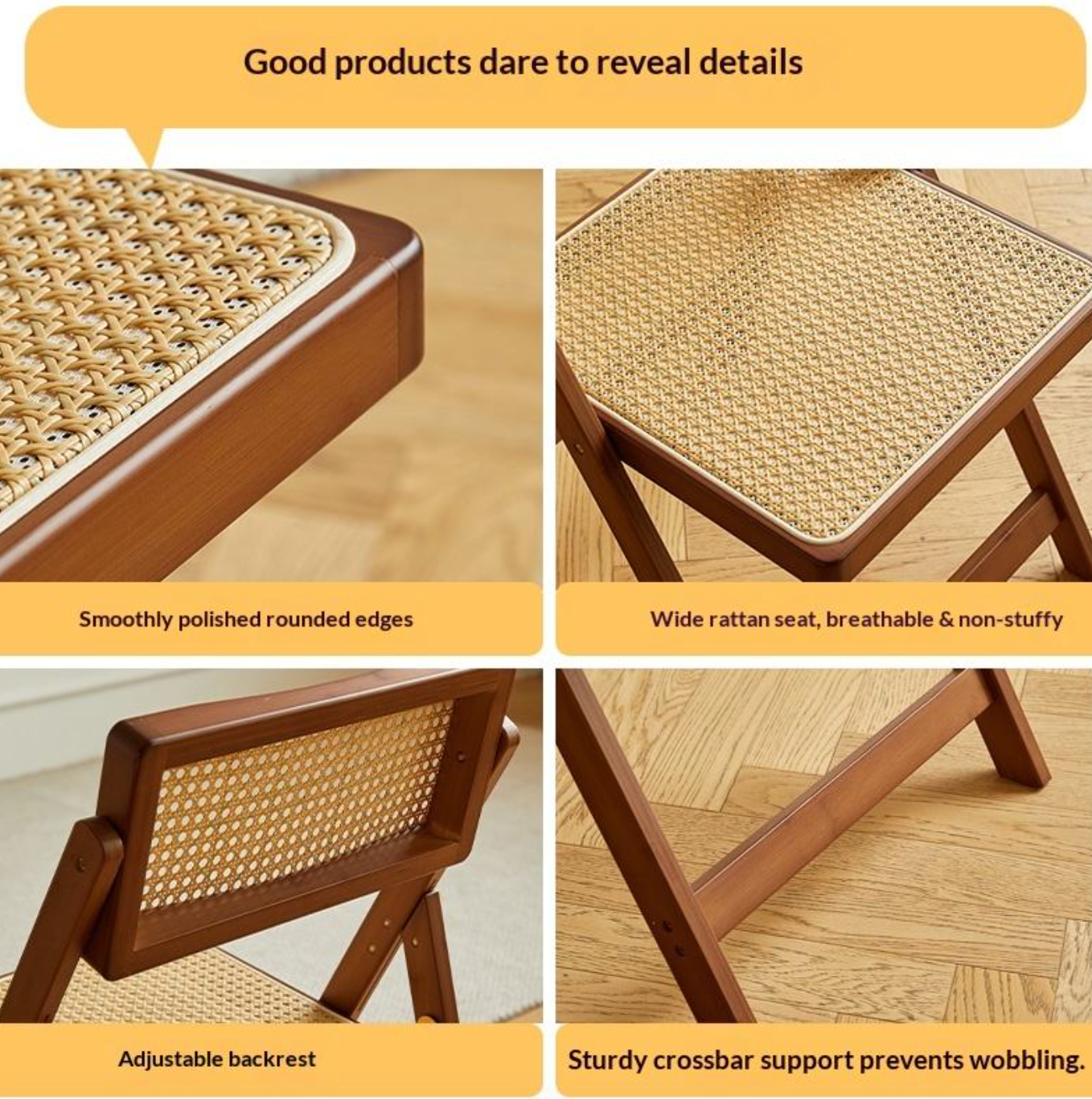 Folding Dining Chair with Backrest